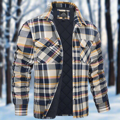 Oliver Quilted Check Relaxed Fit Shirt Jacket | Snap Closure Chest Pockets Shirt Jacket