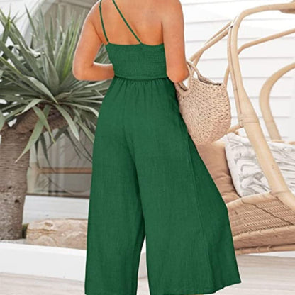 Women's Jumpsuit - One-Shoulder Design - Tailored Fit - Wide Legs - Elegant & Comfortable