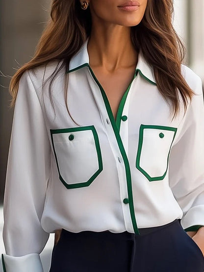 Loose Fit Collared Button Front Blouse for Women – Stylish & Comfortable Design