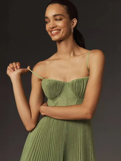 Octavia - Discontinued Midi Dress with Pleated Tulle Bustier