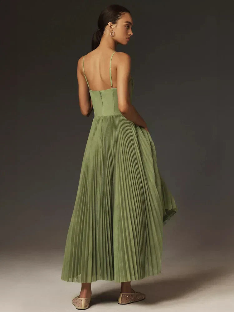 Octavia - Discontinued Midi Dress with Pleated Tulle Bustier