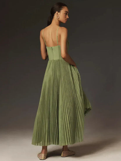 Octavia - Discontinued Midi Dress with Pleated Tulle Bustier
