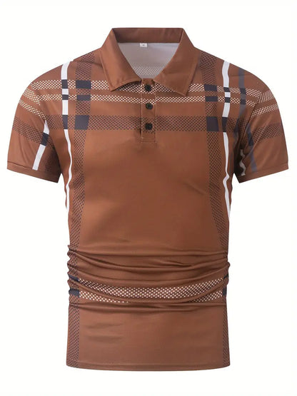 Men's Polo Shirt - Slim Fit - Short Sleeve - Classic Collar - Checkered Design