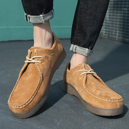 Men's Shoes - Suede Look - Comfortable Rubber Sole - Casual Lace-up Shoes