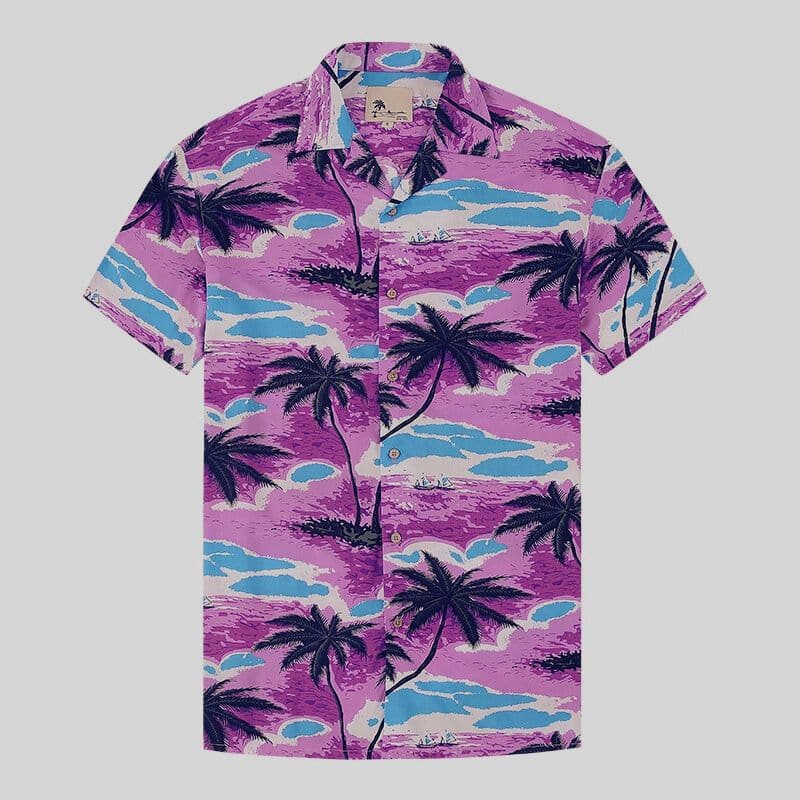 Men's Shirt - Short-Sleeved Hawaiian Shirt - Relaxed Fit - Tropical Floral Print