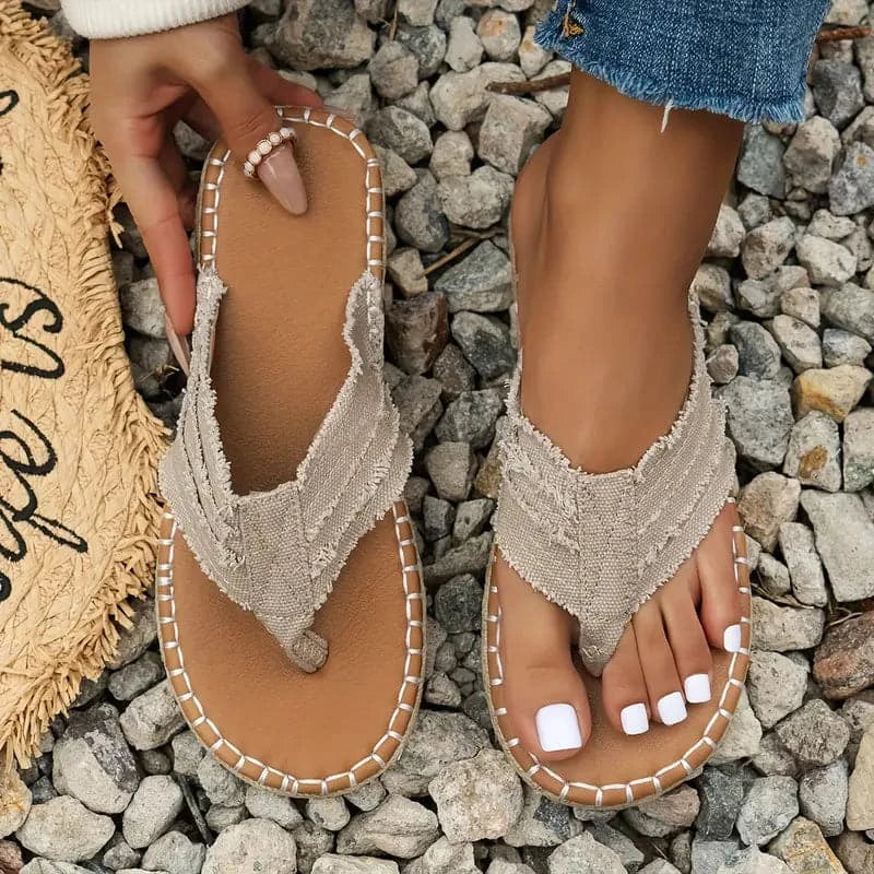 Women's Sandals - Flat Comfortable - Toe Split Design - Casual and Lightweight
