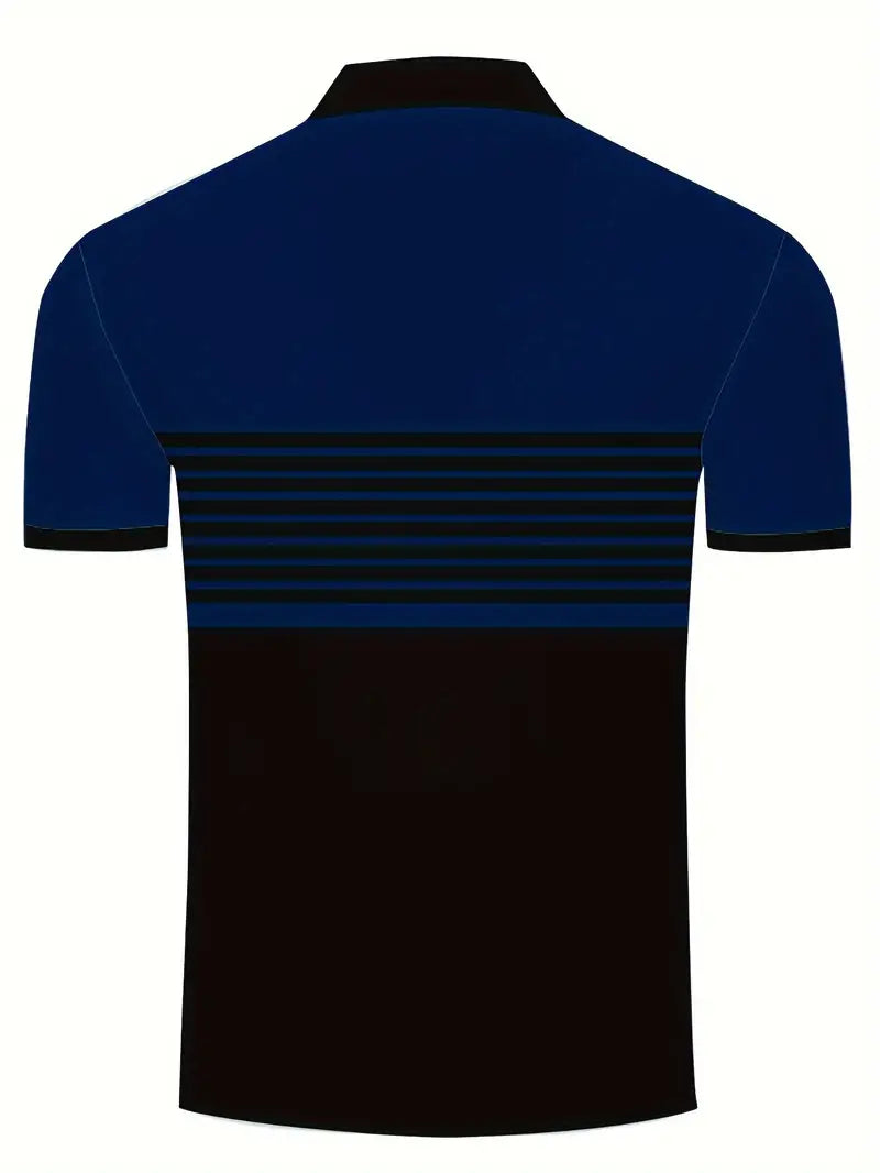 Men's Polo Shirt - Striped Design - Tailored Fit - Short-Sleeved Breathable Casual