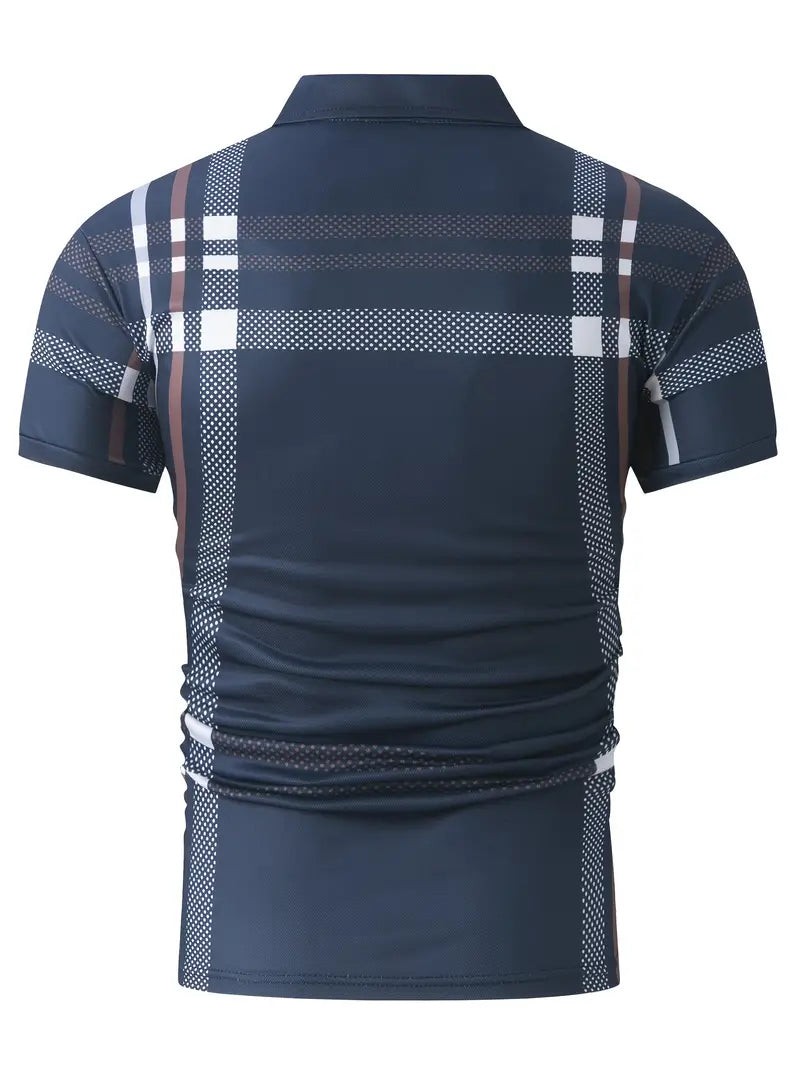 Men's Polo Shirt - Slim Fit - Short Sleeve - Classic Collar - Checkered Design
