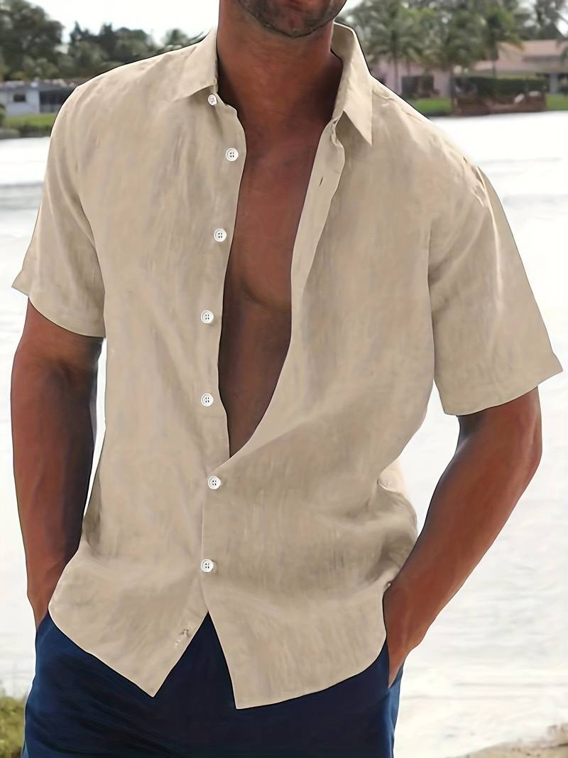 Men's Shirt - Short-Sleeved Button-Up - Classic Collar - Regular Fit - Breathable