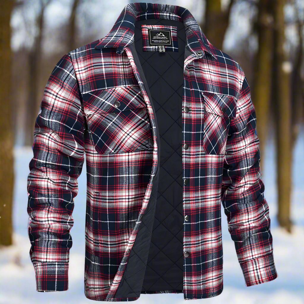 Oliver Quilted Check Relaxed Fit Shirt Jacket | Snap Closure Chest Pockets Shirt Jacket