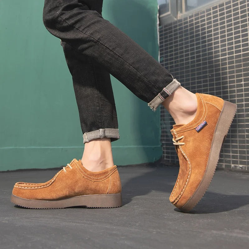 Men's Shoes - Suede Look - Comfortable Rubber Sole - Casual Lace-up Shoes