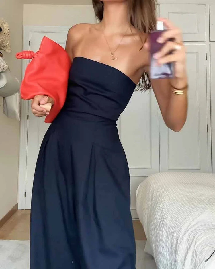 Women's Strapless Jumpsuit - Flowy Fit - Wide Leg - Elegant & Comfortable