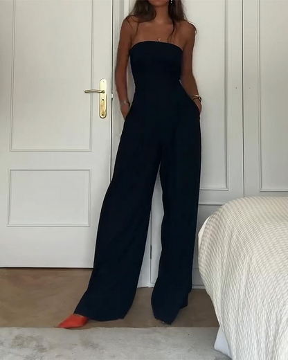 Women's Strapless Jumpsuit - Flowy Fit - Wide Leg - Elegant & Comfortable