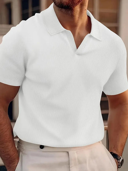 Men's Polo Shirt – Slim Fit – Short-Sleeved – Soft Ribbed Knit – Classic Collar