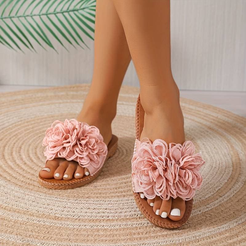 Women's Sandals - Flat Sole - Floral Detail - Comfort & Style for Everyday