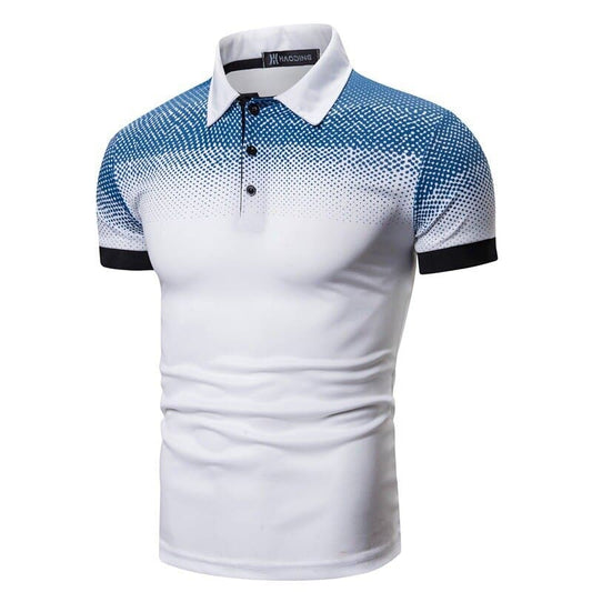 Men's Polo Shirt - Slim Fit - Short Sleeves - Gradient Pattern - Breathable and Comfortable