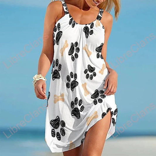 Women's Dress – Relaxed Fit – Sleeveless – Playful Print – Lightweight Breathable Fabric