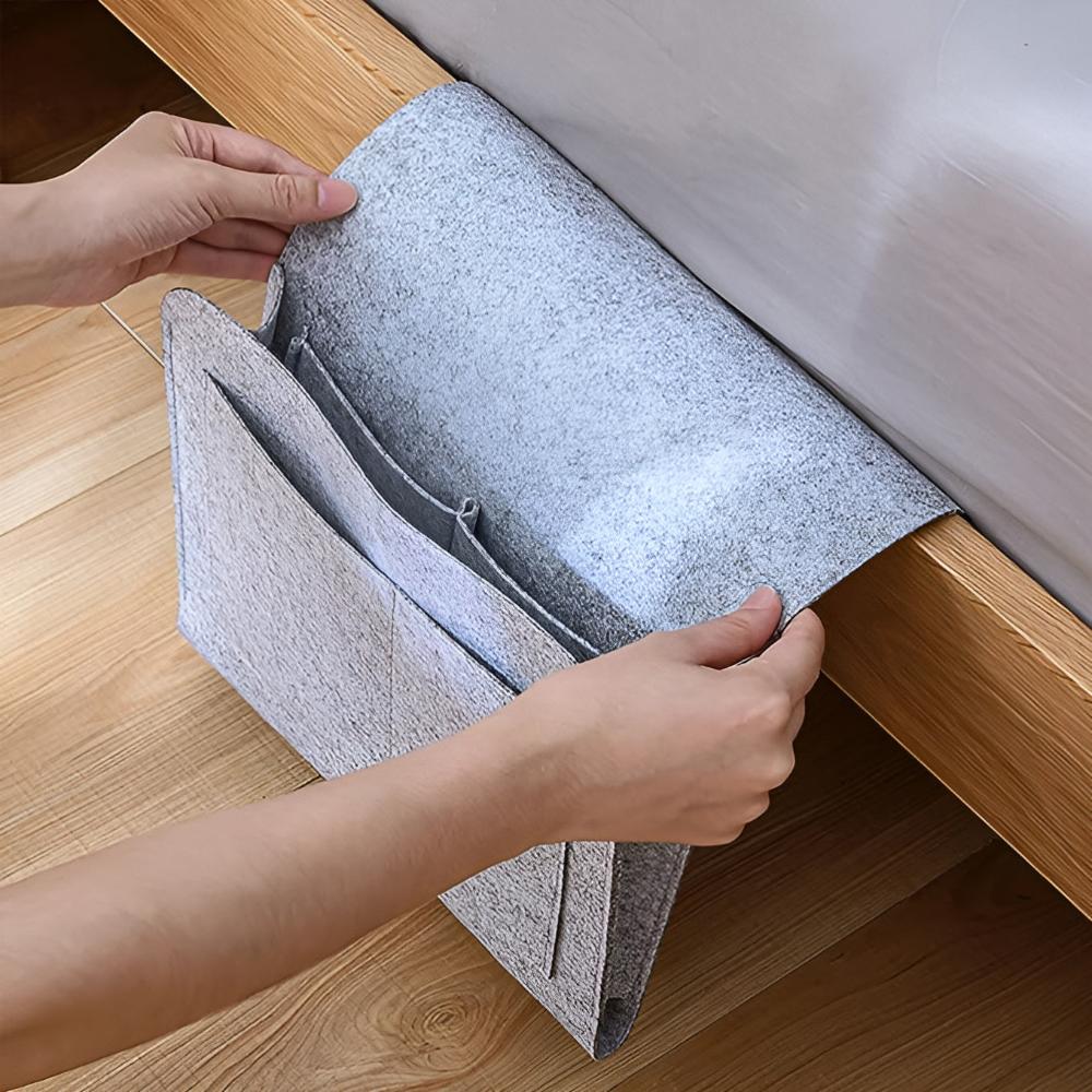 Minimalist Felt Bedside Organizer with Multiple Pockets