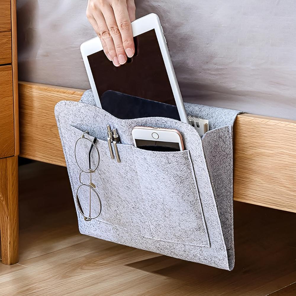 Minimalist Felt Bedside Organizer with Multiple Pockets