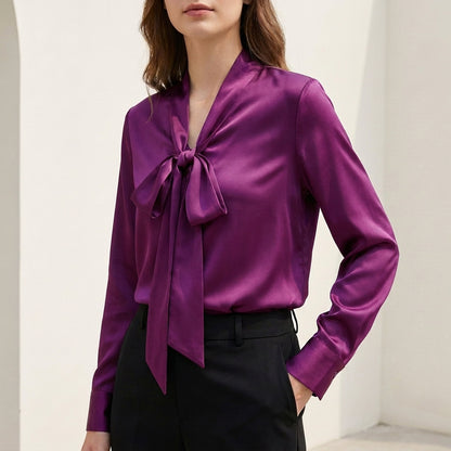 Tie Neck Regular Fit Blouse for Women – Elegant Professional Style