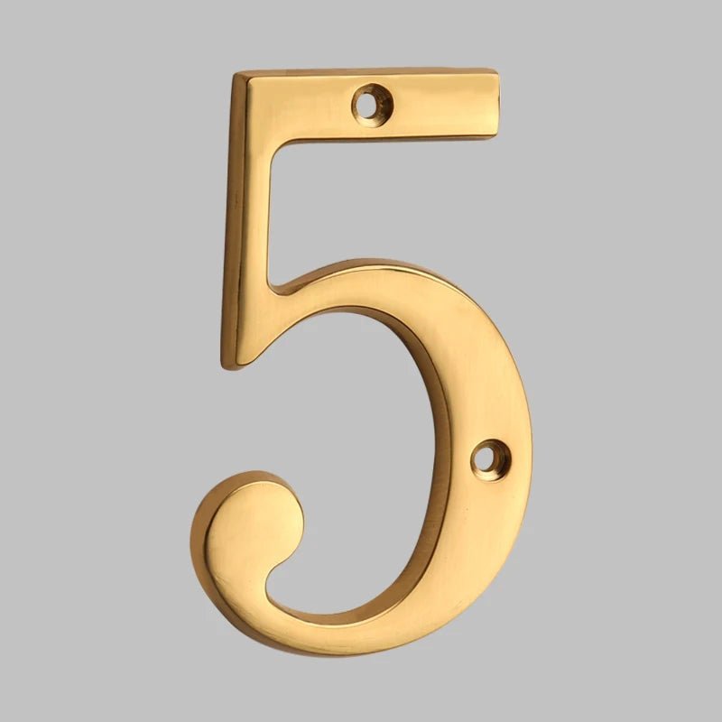 Contemporary Brass Oval House Number