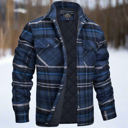 Oliver Quilted Check Relaxed Fit Shirt Jacket | Snap Closure Chest Pockets Shirt Jacket