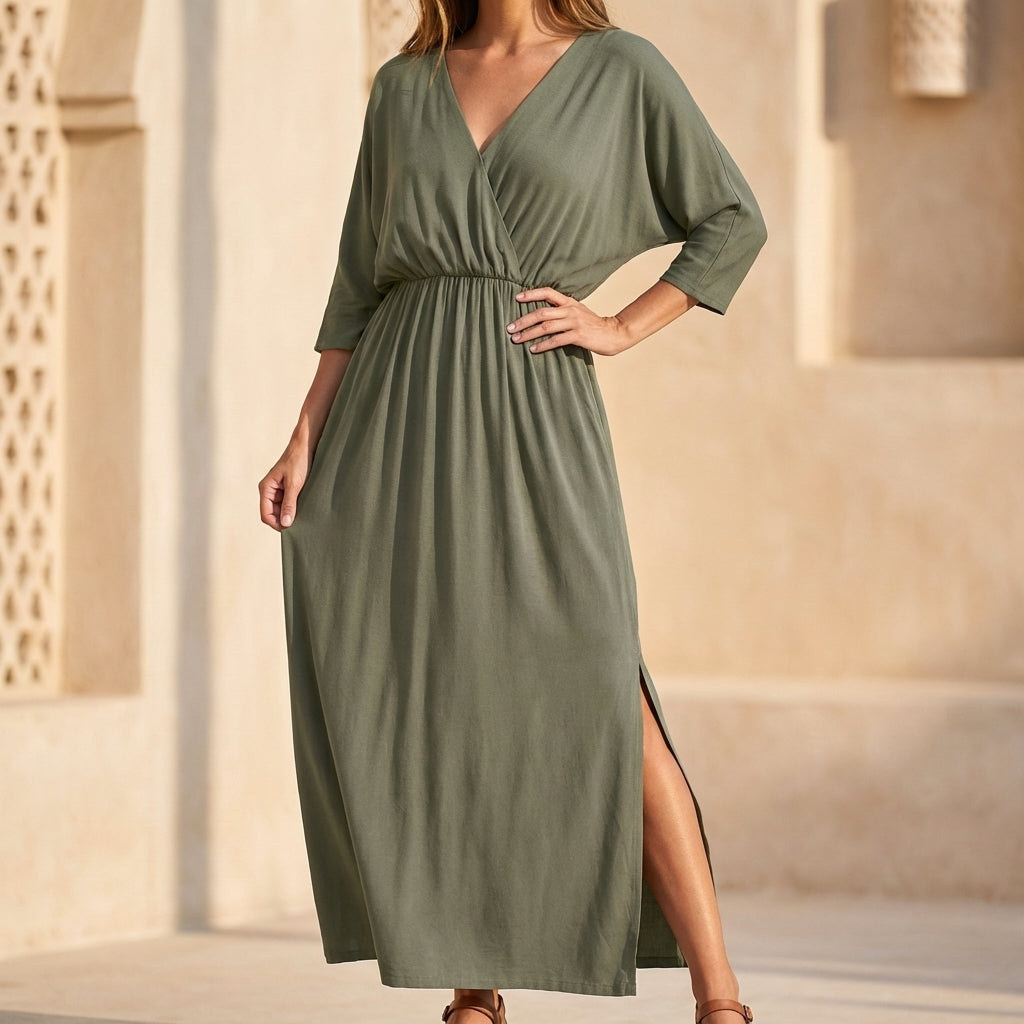 Flowy V-Neck Maxi Dress for Women – Effortless Elegance & Everyday Comfort