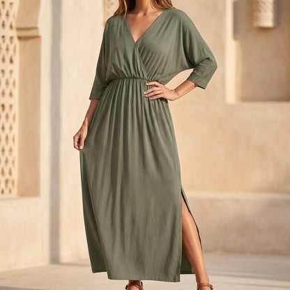 Flowy V-Neck Maxi Dress for Women – Effortless Elegance & Everyday Comfort