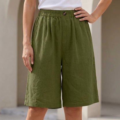Relaxed Fit Wide-Leg Bermuda Shorts for Women – Breathable Everyday Comfort
