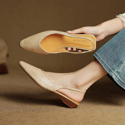 Amelia Pointed Toe Slingback Flats | Solid Slingback Flats