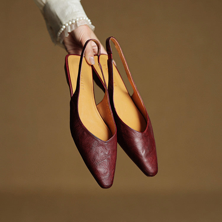 Amelia Pointed Toe Slingback Flats | Solid Slingback Flats