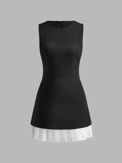 Women Dress - Sleeveless - High Neck - Pleated Layered Skirt - Elegant & Stylish