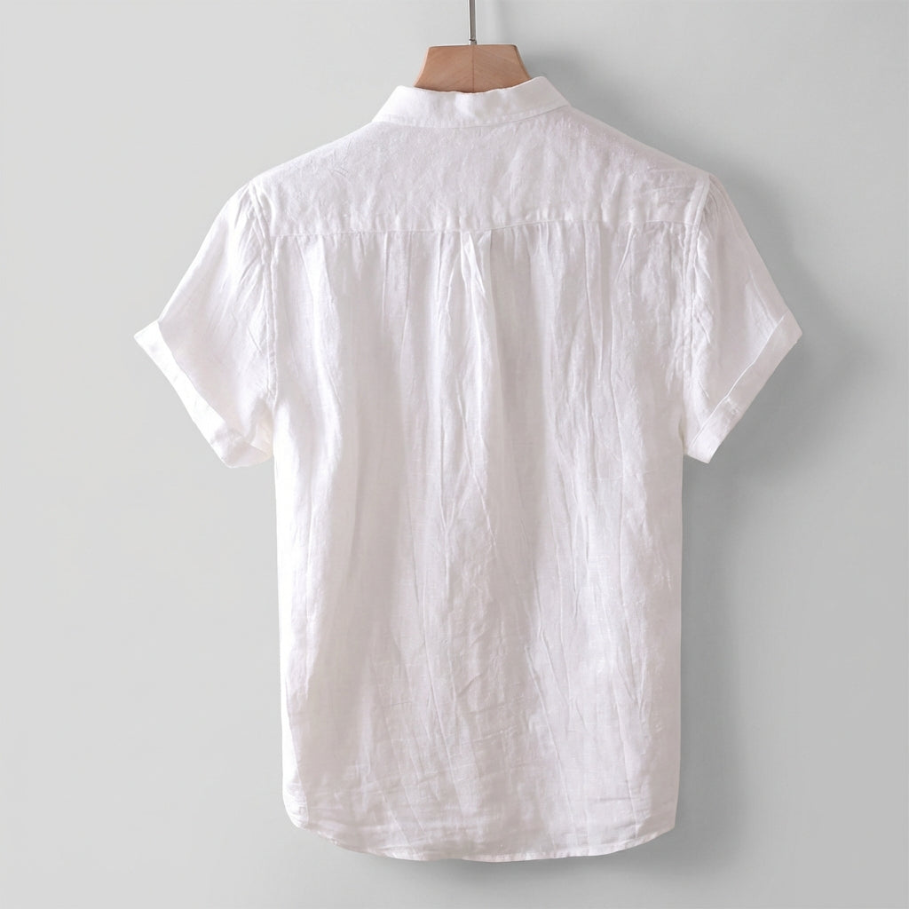 Relaxed Fit Collared Short Sleeve Button-Up Shirt for Men – Casual Comfortable Style
