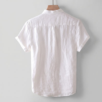 Relaxed Fit Collared Short Sleeve Button-Up Shirt for Men – Casual Comfortable Style