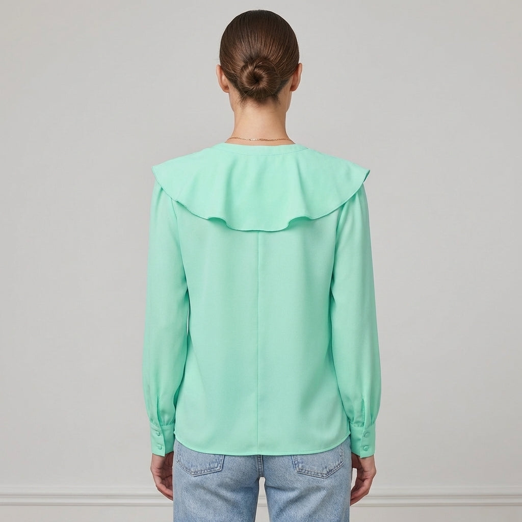 Layered Ruffle V-Neck Blouse for Women – Chic Feminine Elegance