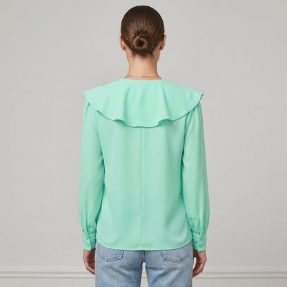 Layered Ruffle V-Neck Blouse for Women – Chic Feminine Elegance