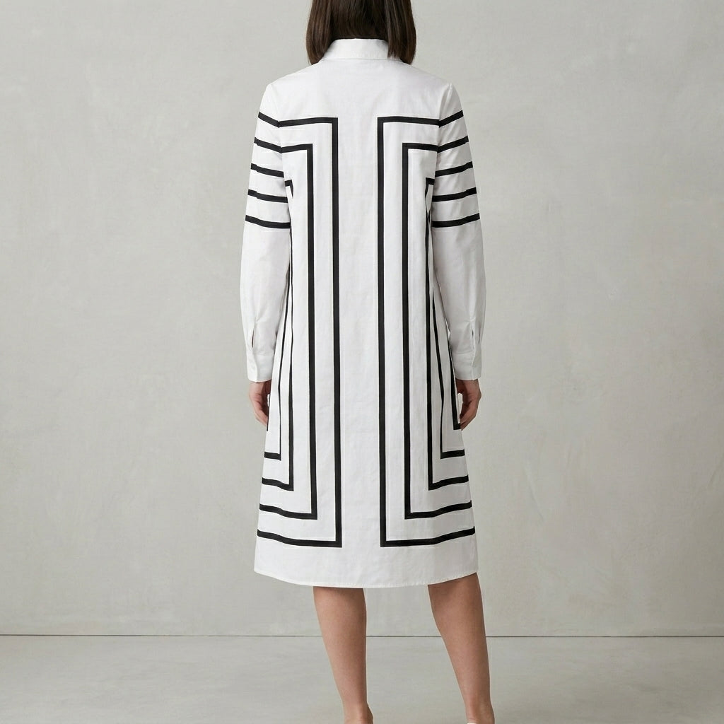 Geometric Print Shirt Dress for Women – Effortless Elegance & Everyday Comfort
