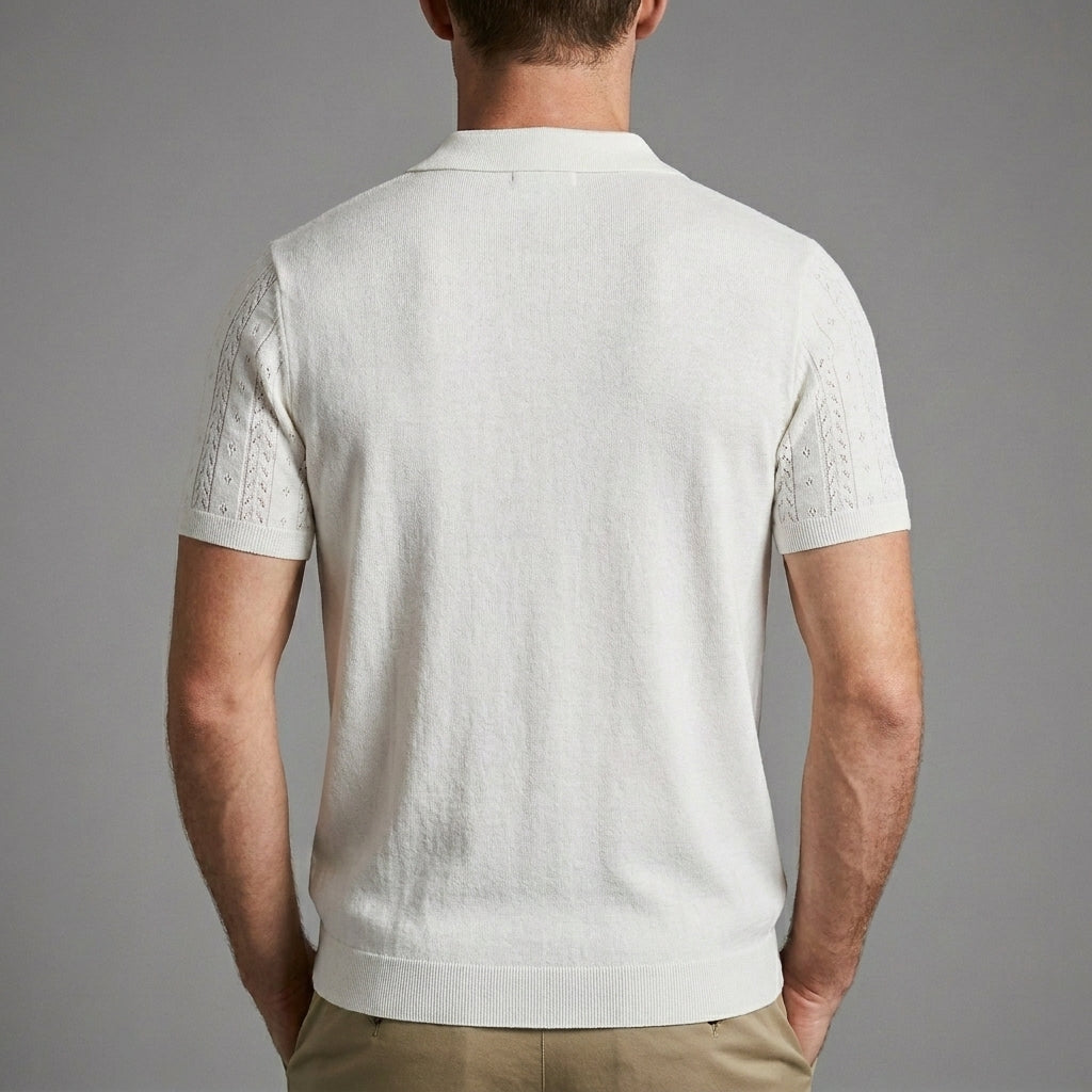 Textured Knit Polo Shirt for Men – Refined Comfort & Modern Style