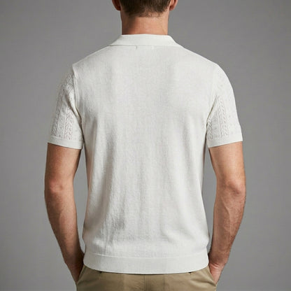 Textured Knit Polo Shirt for Men – Refined Comfort & Modern Style