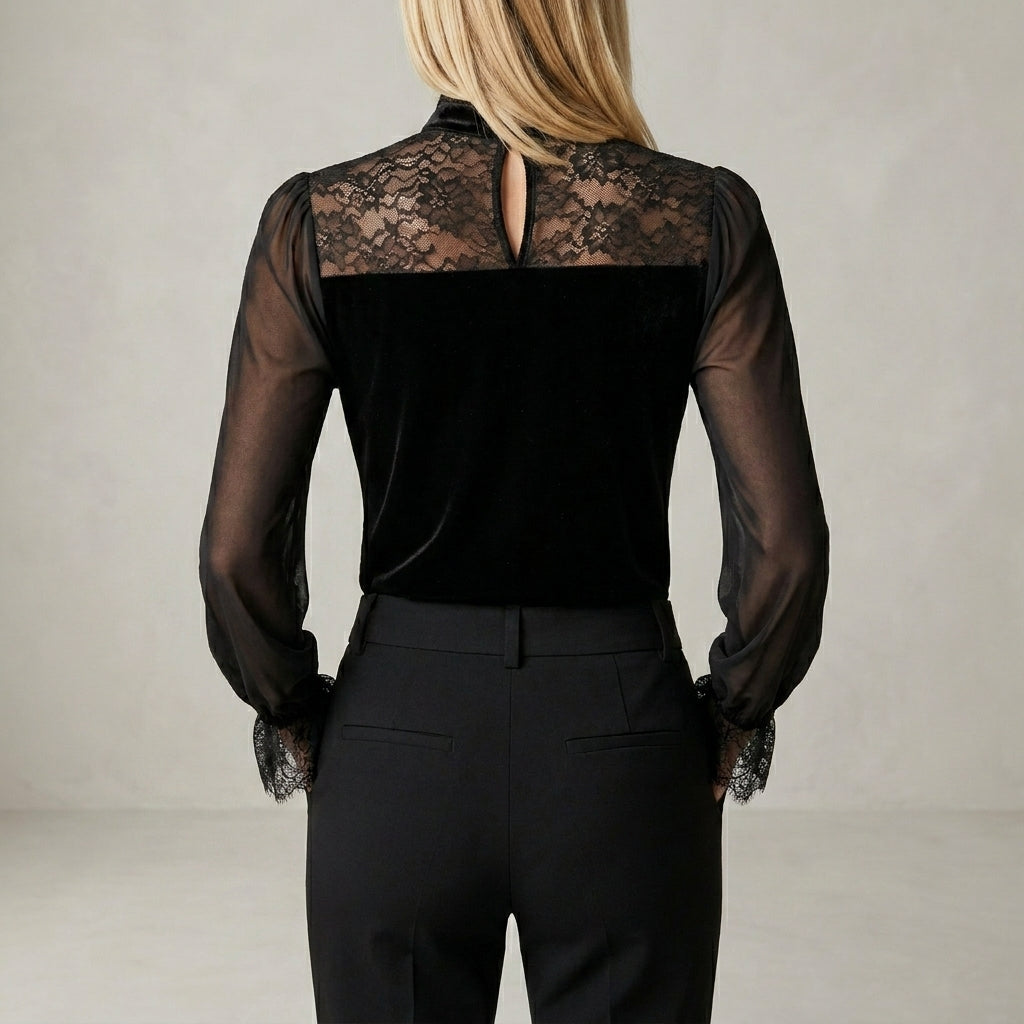 Lace Trim V-Neck Blouse for Women – Sophisticated Elegance & Timeless Style