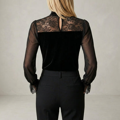Lace Trim V-Neck Blouse for Women – Sophisticated Elegance & Timeless Style
