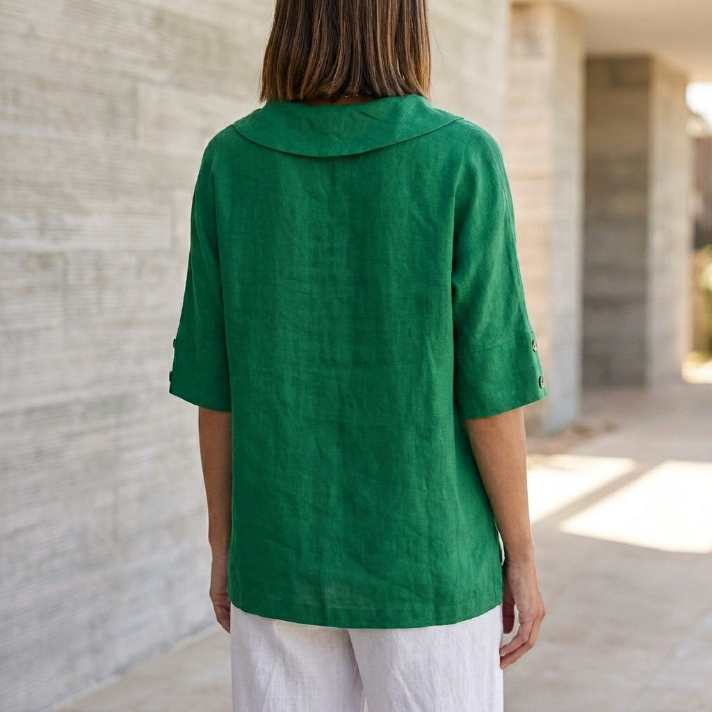 Relaxed Fit V-Neck Blouse for Women – Stylish Casual Comfort