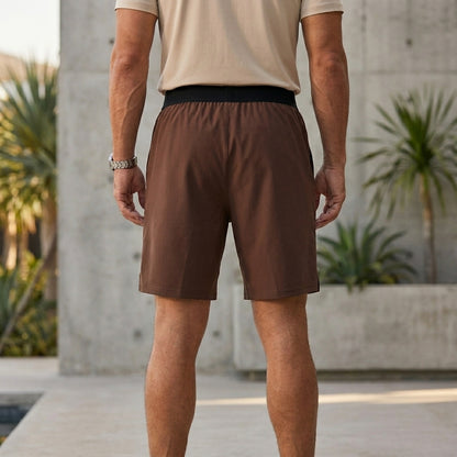 Relaxed Fit Solid Above-Knee Enduro Shorts for Men – Comfortable Athletic Design