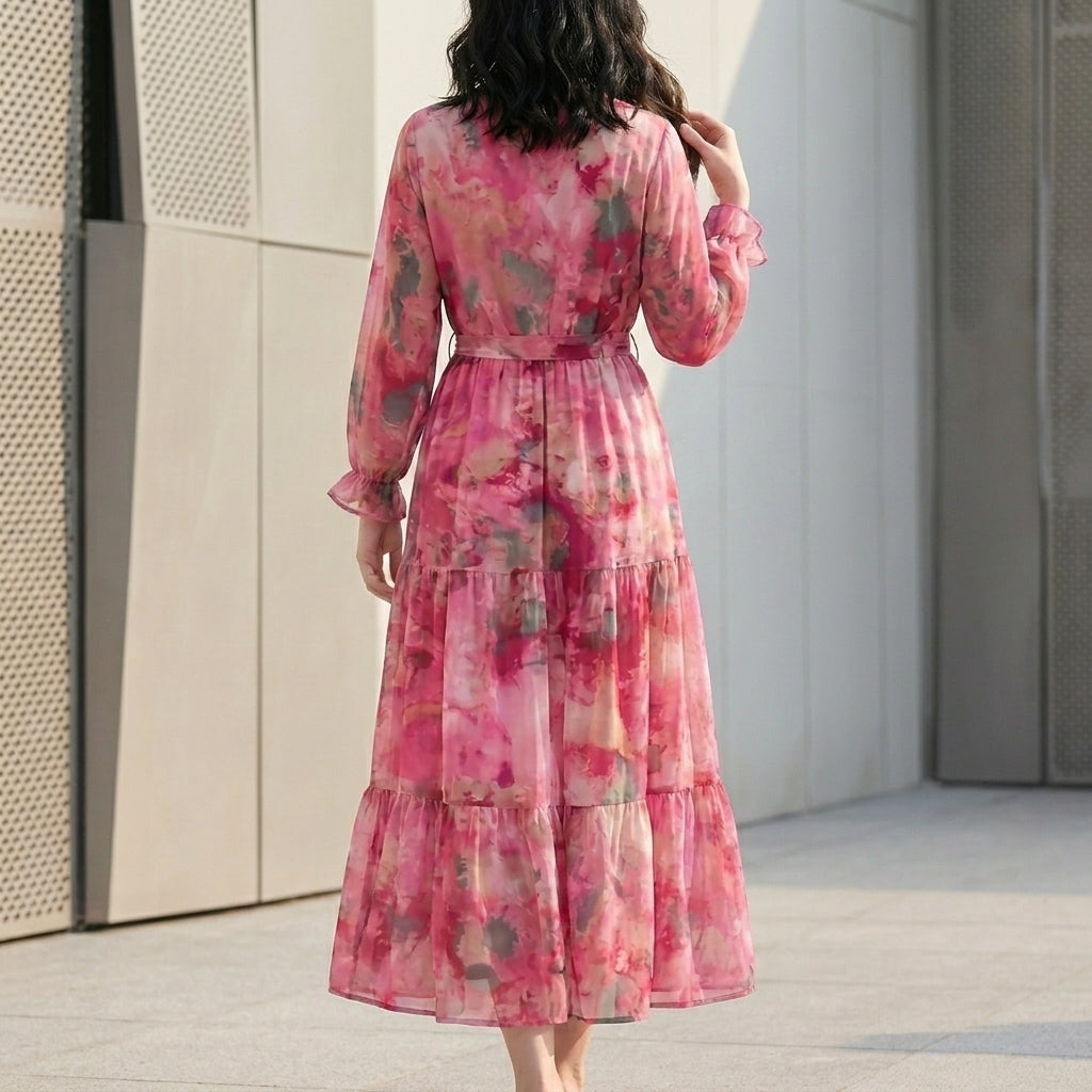 Floral Print Wrap Midi Dress for Women – Effortless Elegance & Feminine Charm