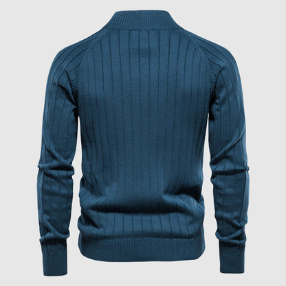 Men's Track Jacket - Ribbed Texture - Full Zipper - Stand Collar - Sporty & Casual Fit