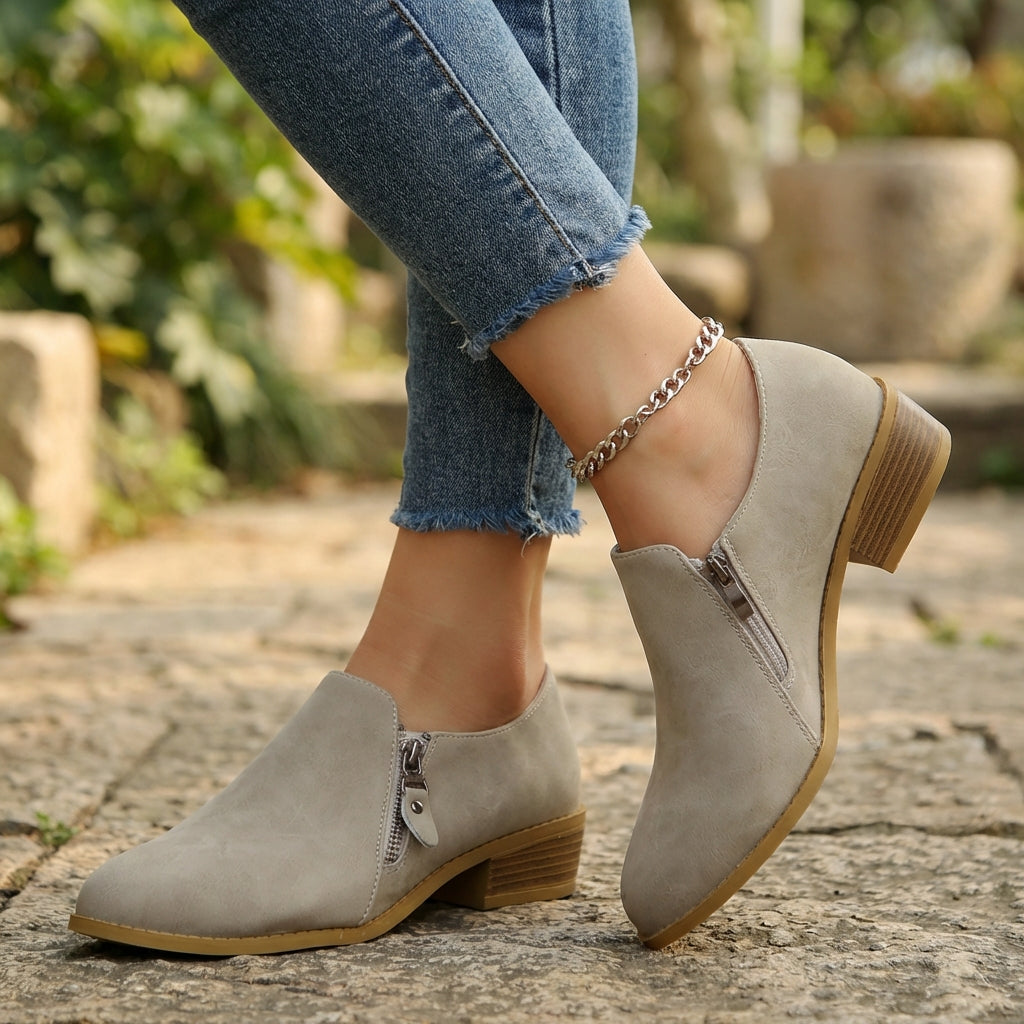 Orthopedic Pointed Toe Block Heel Ankle Boots for Women – Supportive & Stylish Comfort