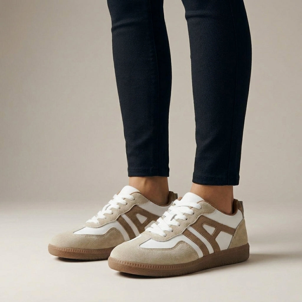 Color Block Lace-Up Sneakers for Women – Stylish Casual Comfort