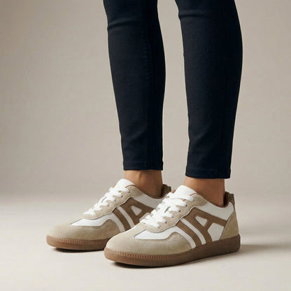 Color Block Lace-Up Sneakers for Women – Stylish Casual Comfort