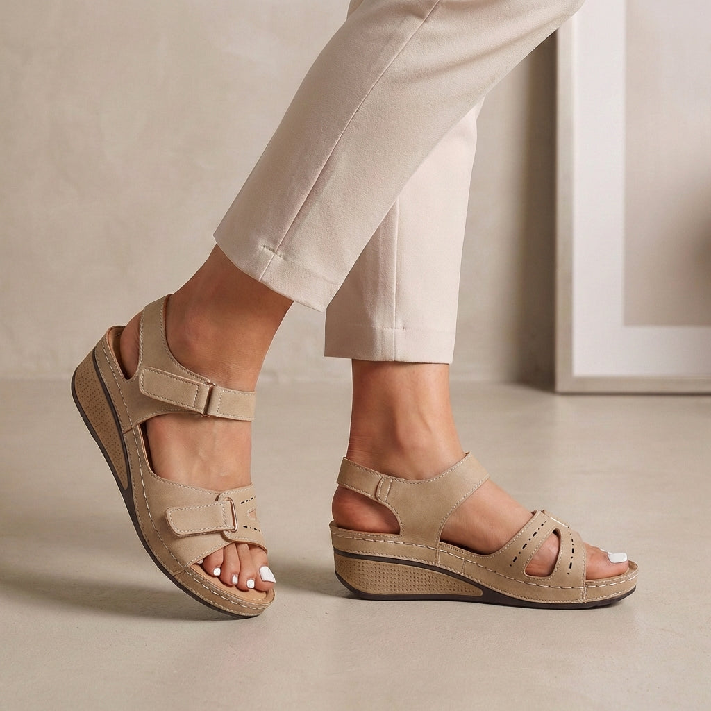 Orthopedic Adjustable Strap Wedge Ankle Sandals for Women – Supportive & Comfortable Fit
