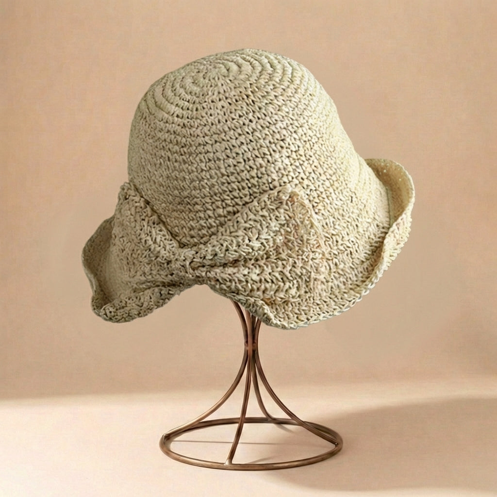 Woven Bow Sun Hat for Women – Elegant Summer Style